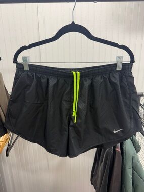 Nike Black Shorts with Neon Yellow Drawstring